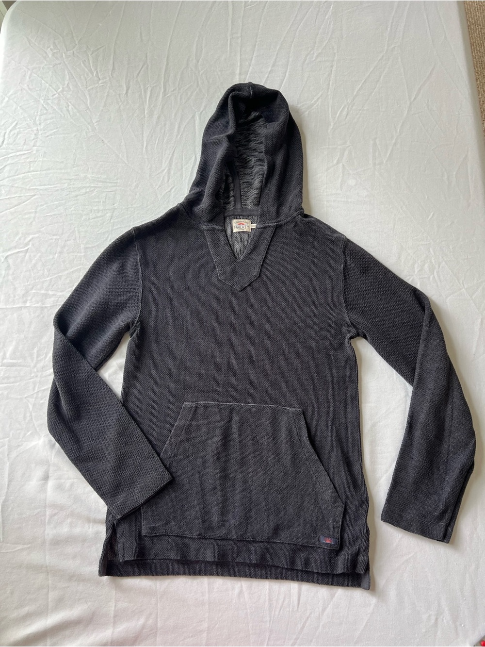 Faherty Women’s Hooded Knit Sweat Shirt Seabrook Baja Style Charcoal XS